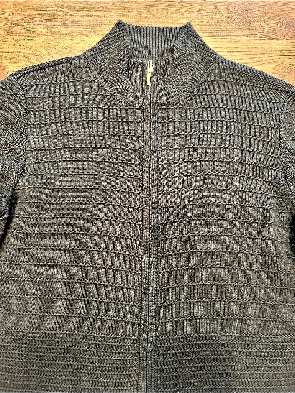 Calvin Klein Full Zip Ribbed Knit Sweater Dress Black Womens Size XL - Picture 6 of 16